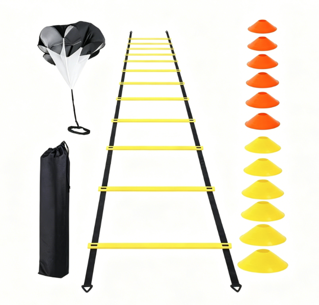 Speed Agility Training Set 6M 12-Rung Ladder Resistance Parachut Combo
