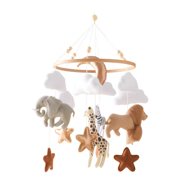 Wooden Baby Cot Mobile Carouse - Multicoloured