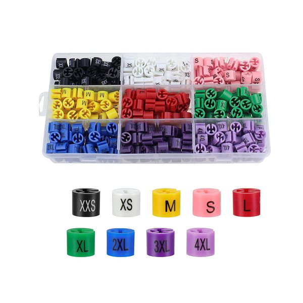 450Piece 9 Common Sizes Plastic Clothes Hanger Size Markers Assortment Kit