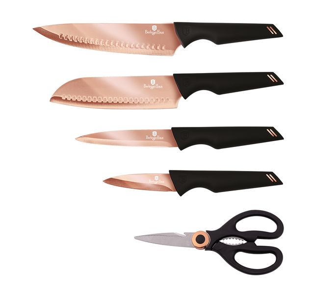 Berlinger Haus 5-Piece Titan Non-Stick Coating Knife Set - Black Rose