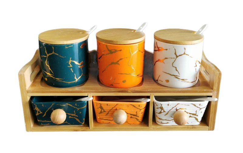 6 PCS Spice Canisters Organizer Rack Set