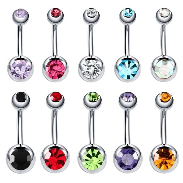 Piercing Jewelry Belly Rings Jewelry Crystal Balls Navel - 10 Pack SILVER