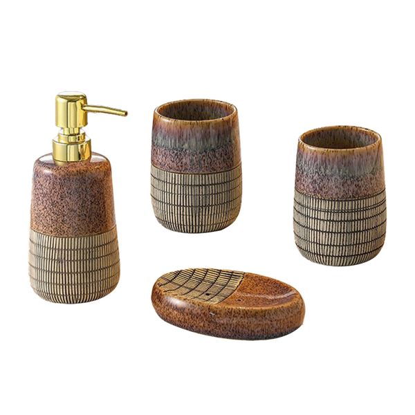 4-Piece Ceramic Bathroom Accessory Set with Tumbler