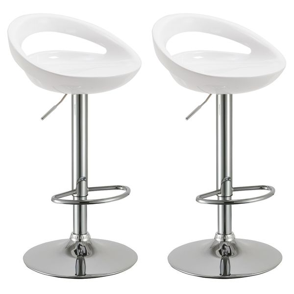 Glossy Bar Stools - Set of 2 – White Colour