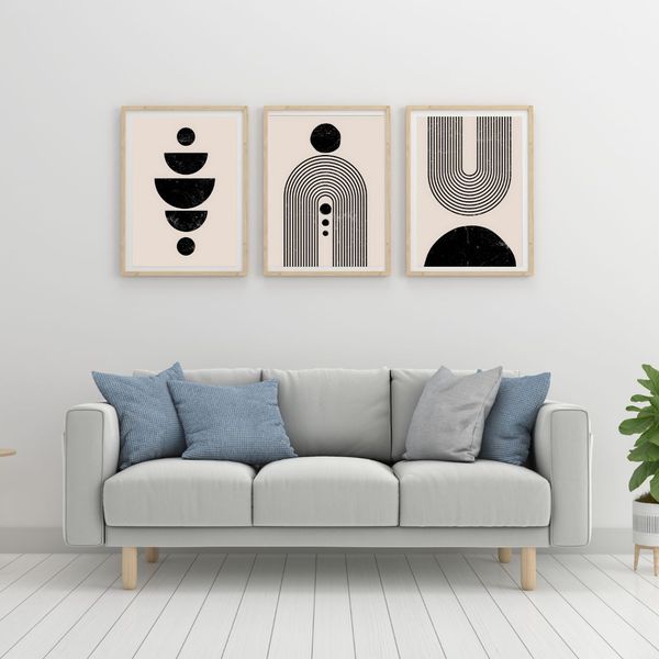 Canvas wall art: cream and black boho