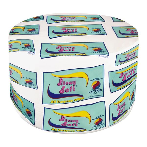 Pillowy Soft Paper Wipe 1Ply Virgin 160MM x 600M - 2 Pack