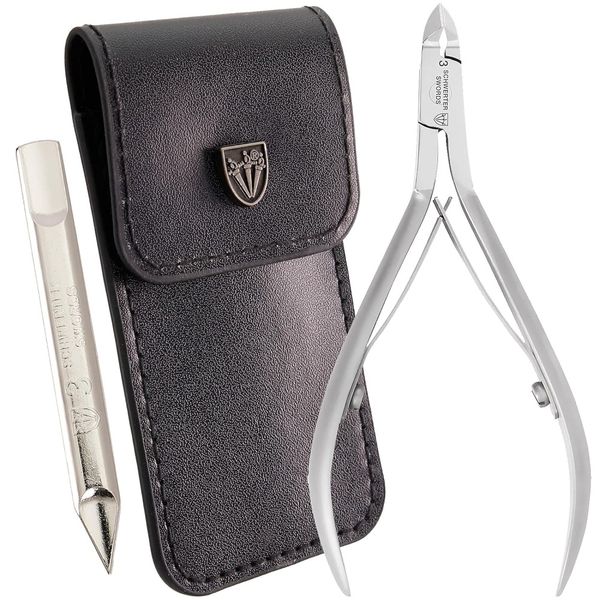 3 Swords Germany: Cuticle Nippers &amp; Nail Tool, Black Pouch: Stainless Steel