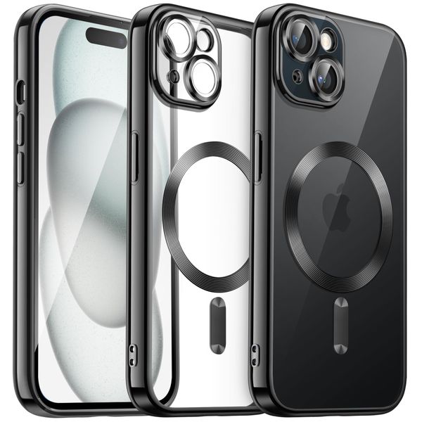 MagSafe Magnetic Shield for iPhone 13 With Camera Lens Protector-Black