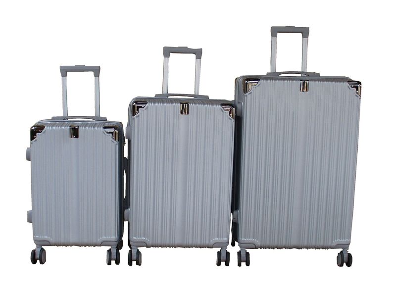 Silver 3 Piece ABS Luggage Set-Lightweight, Durable, Multi-Size Travel Suitcases