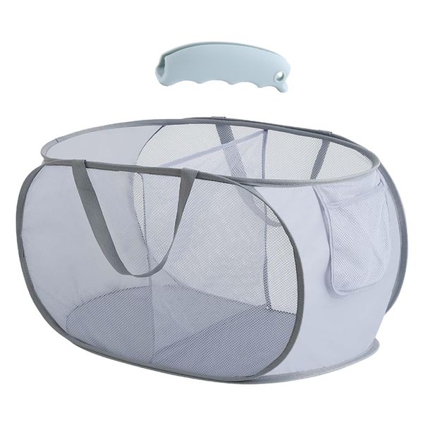 2 Compartment Nylon Laundry Basket, Durable &amp; Collapsible