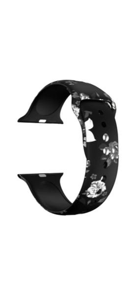 Flower Black Silicone Strap Compatible with Apple Watch 38/40/41 mm