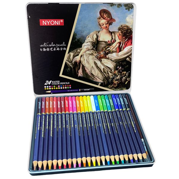 Nyoni - Water Colour Pencils - 24 Colours in Metal Box Set