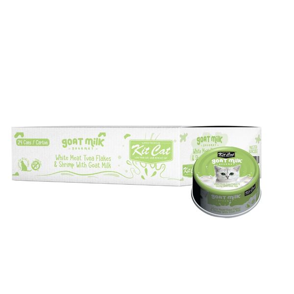 Kit Cat White Meat Tuna Flakes &amp; Shrimp with Goat's Milk Bulk Deal (24x70g)