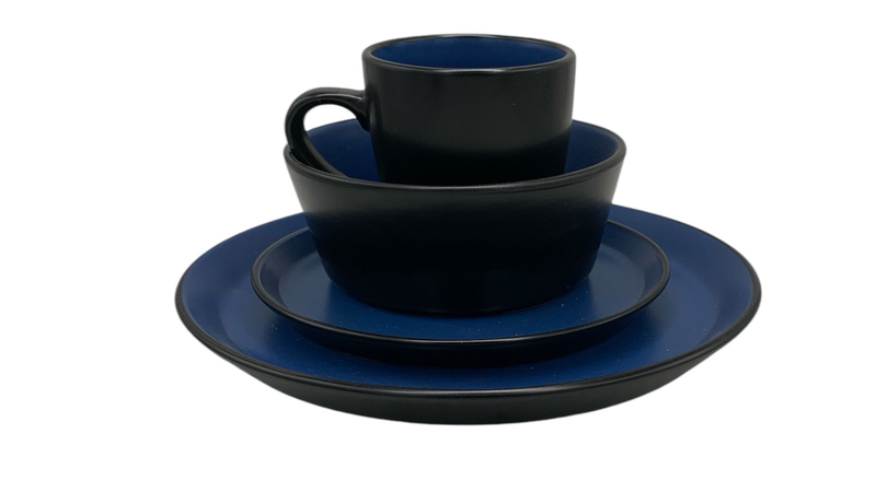 T &amp; L Cooper - 16 piece Blue &amp; Black Stoneware Dinnerware Set