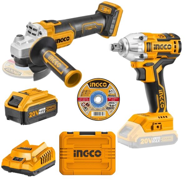 Ingco- Cordless Angle Grinder - 115MM With Li-Ion Cordless Impact Wrench