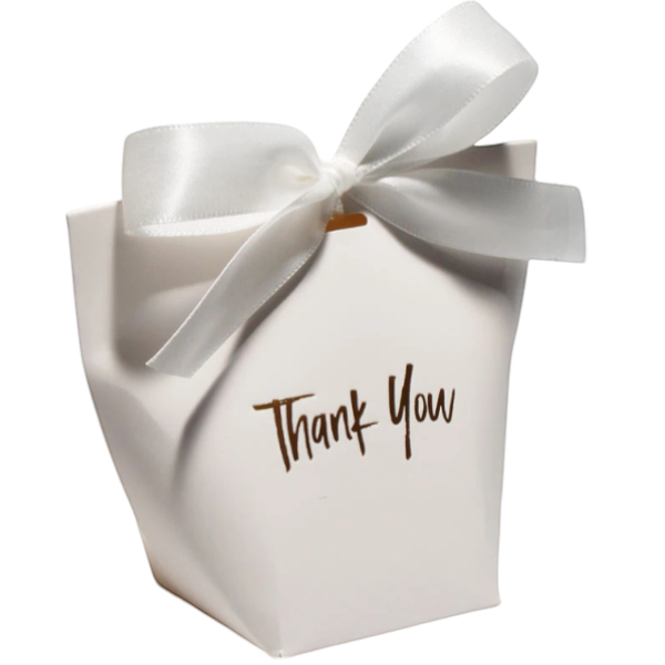 10Pcs High-End Simple Thank You Gift Bags with Ribbon Bow - White &amp; Gold
