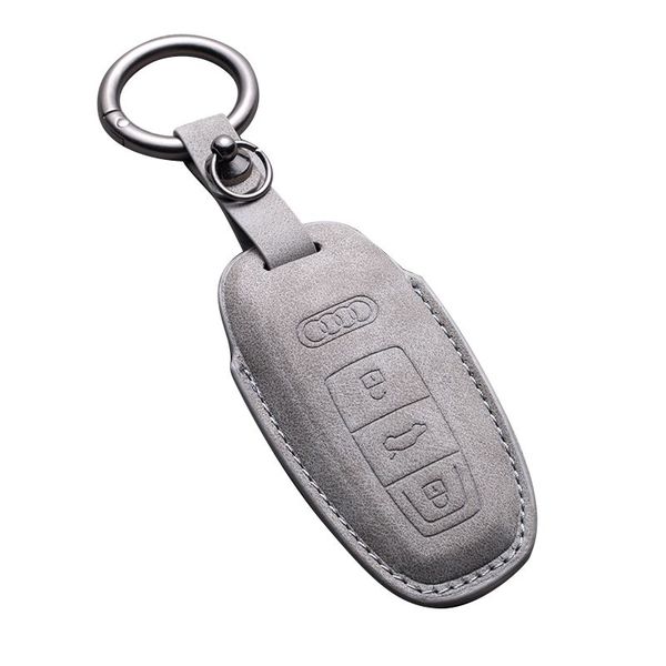 Premium Solid Colour Genuine Leather Car Key Cover Compatible With Audi