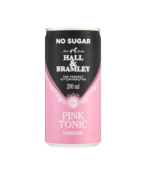 Hall &amp; Bram No Sugar Pink Tonic Water Can 200ml x 24
