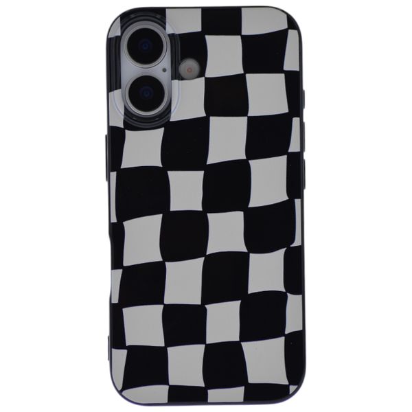 Black &amp; White Wavy Checkerboard Phone Case - Compatible With iPhone