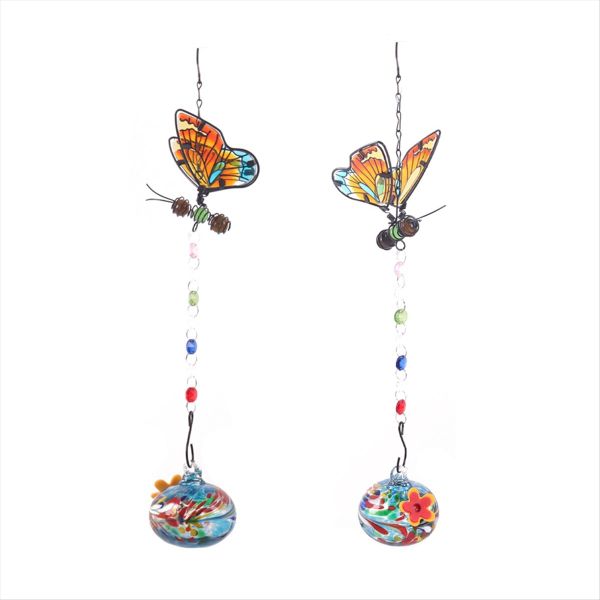 Charming Wind Chimes Hanging Bird Feeder With Feeding Ports 2 Pcs
