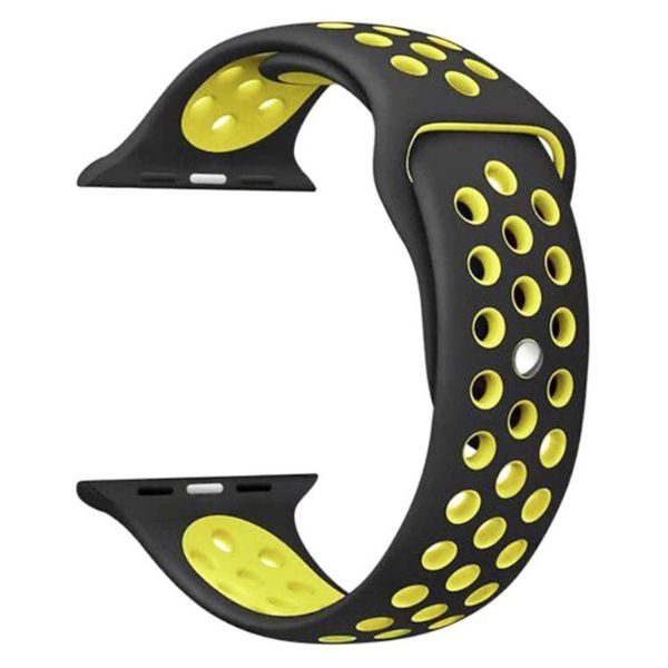 38mm Extended Apple Nike Style Black &amp; Yellow Breathable Replacement Strap