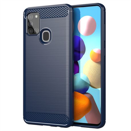 Shockproof Carbon Fiber Design Cover for Galaxy A21S Black