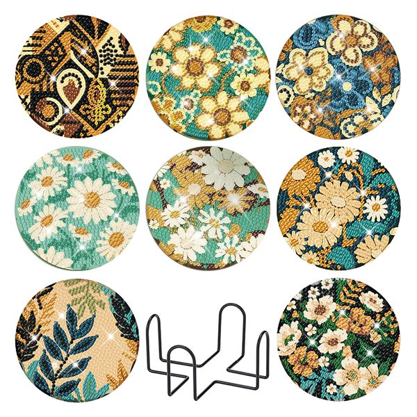 Set Of 8 With Holder Daisy Green image