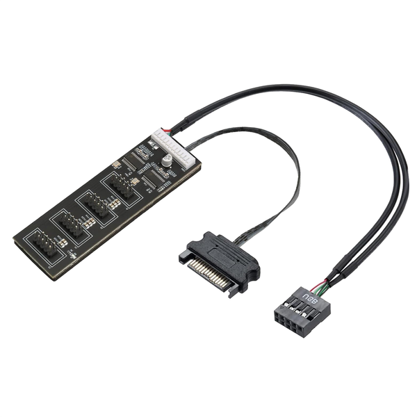 9Pin USB Header Splitter with SATA Power Cable, Internal USB Hub
