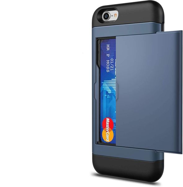 TUFF-LUV Shockproof Dual Layer Armour Case (with Stand &amp; Card slot) for Apple iPhone X/XS Navy Blue