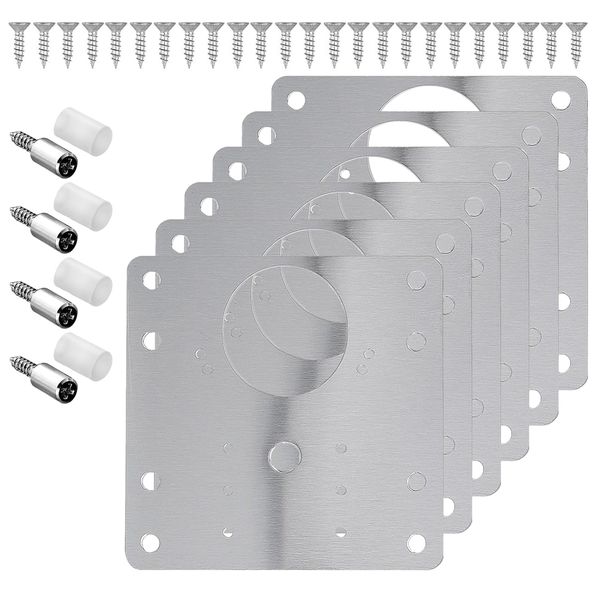 6 Piece Cupboard Hinge Repair Plates with 4 Piece Shelf Support Screws