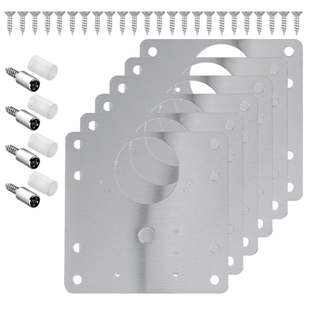 6 Piece Cupboard Hinge Repair Plates with 4 Piece Shelf Support Screws
