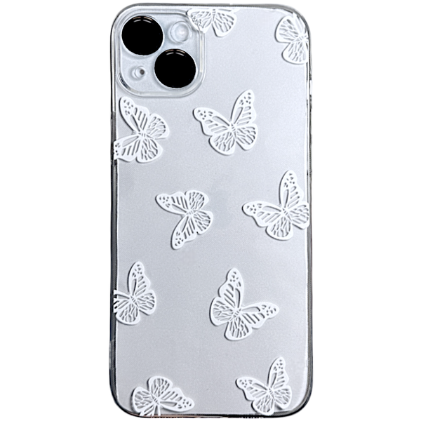 Clear - Phone Case with White Butterfly Print &amp; Camera Pro - Iphone 15 Pro