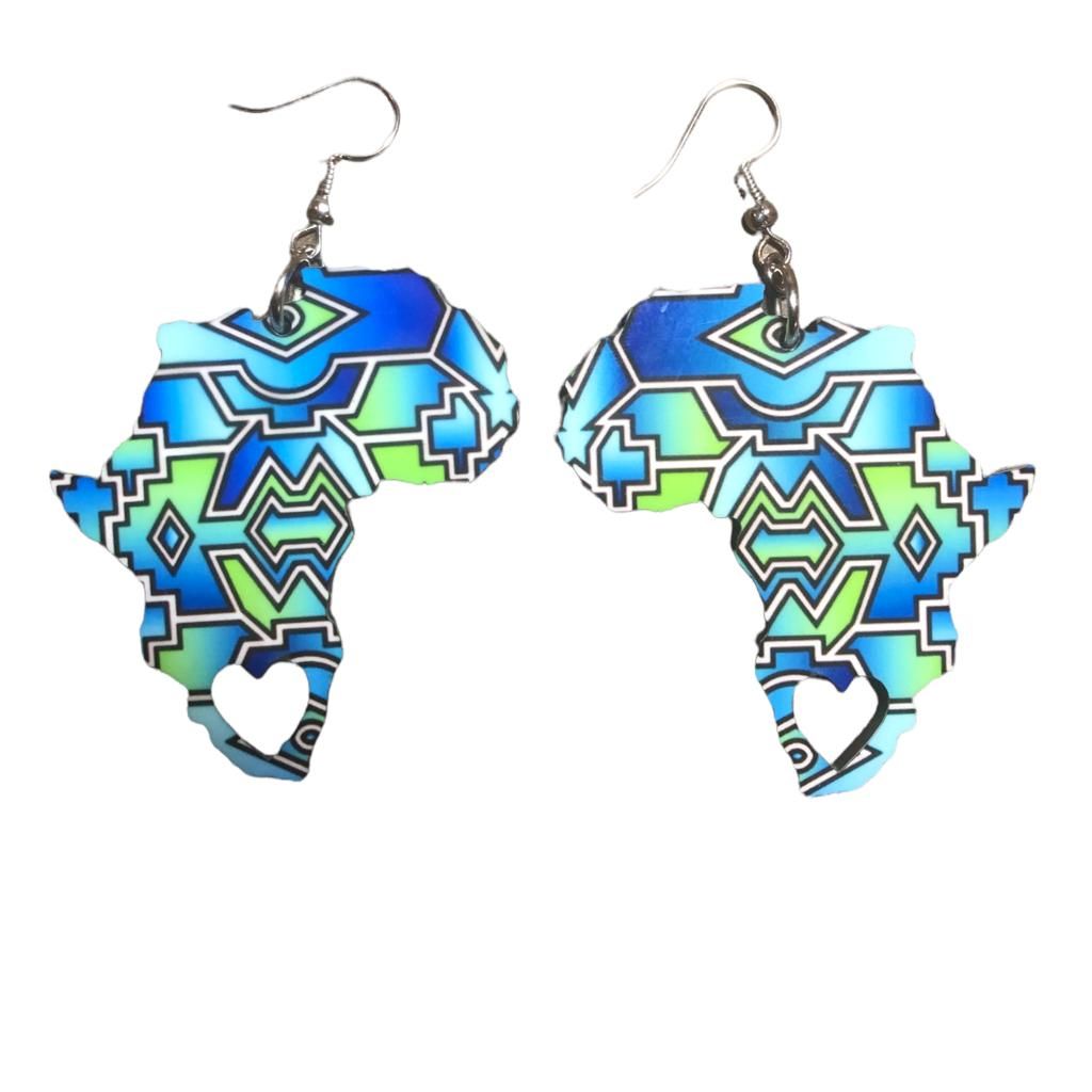 Africa Map Earrings - African Fabric Ndebele Prints | Shop Today. Get ...