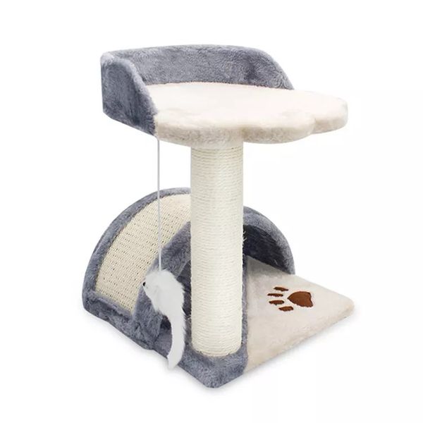 WigWagga - Plush and Sisal Wrapped Cat Scratching Post Tower - Grey