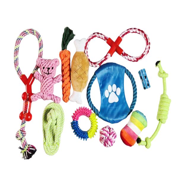 12pcs Dog Rope Toy Set Chew Plush Toy Teeth Cleaning for Aggressive Chewer