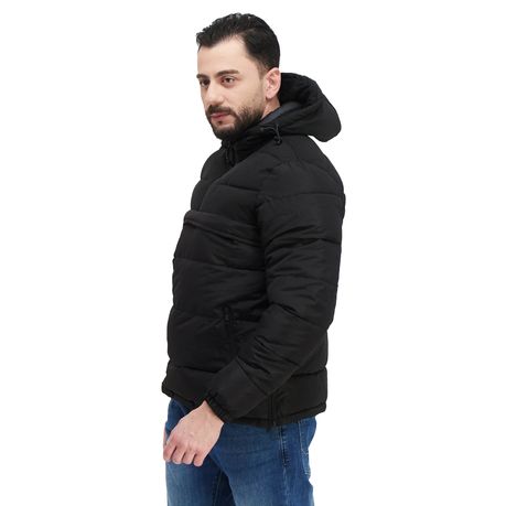 Brave Soul Men s Solid Puffer Jacket Black XL