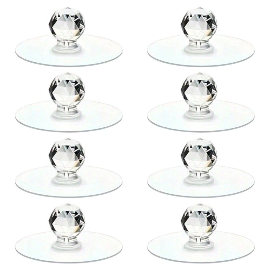 8 Piece - Transparent Crystal Cabinet Knobs