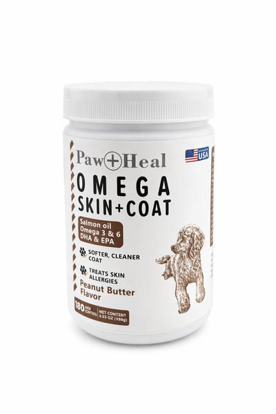 Paw &amp; Heal - Omega 3 Treats For Dogs - Skin and Coat -180's - Peanut Butter