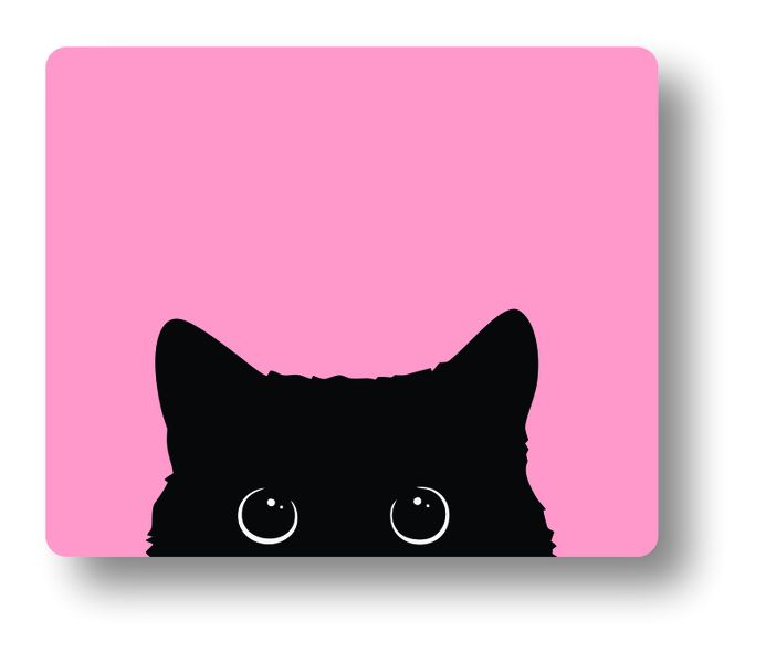 Pink Peeking Cat Mouse Pad