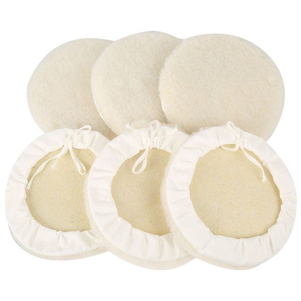 6 Pieces of 7-Inch Wool-Like Plush Polishing Disc Bundled with Lace-Up Wool