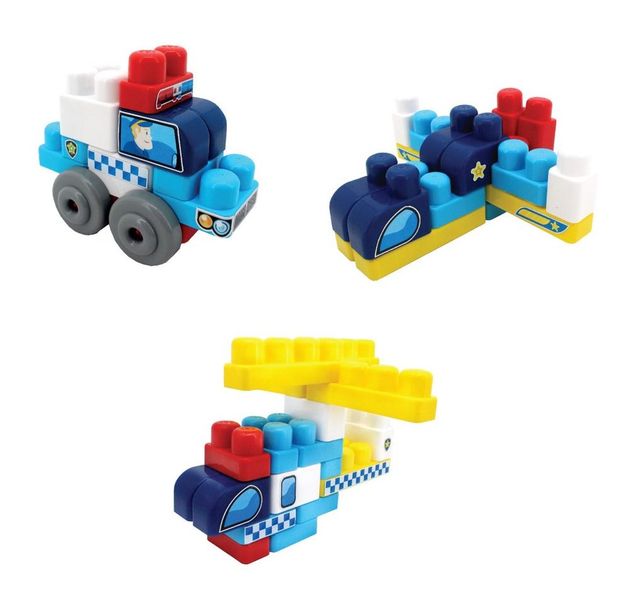 SUNTA Police Car Plastic Building Blocks &amp; Stickers - 38 Piece in carry bag