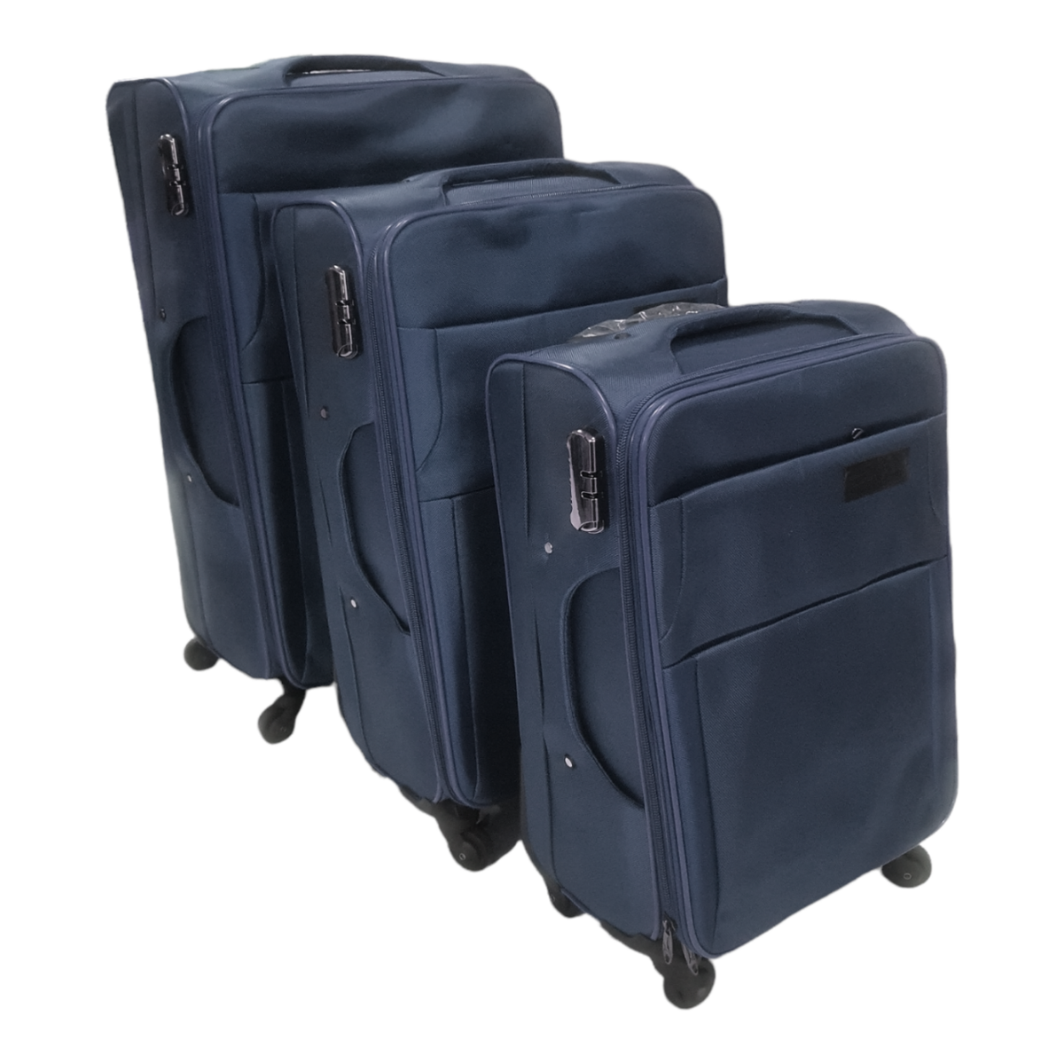 SMTE Quality Trolley 3 Piece Fabric Travel Luggage Spinner Suitcase