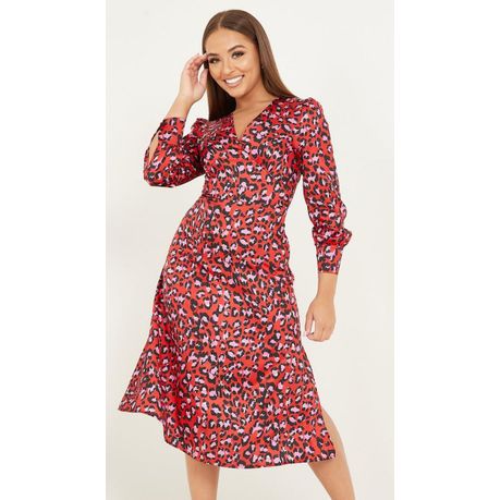 Quiz red leopard print dress best sale