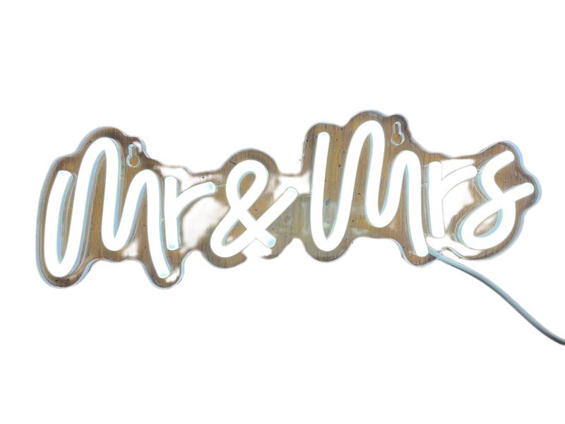 Wedding Backboard Led Neon Light, Mr &amp; Mrs Line Switch USB Photo's Decor