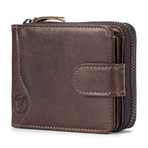 Bullcaptain Wrangler RFID Block Men's Bifold Genuine Leather Wallet - Brown