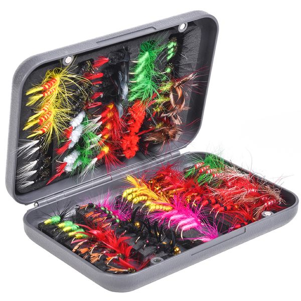 Sport 100 Piece Fly Fishing Lures With Portable Travel Storage Box