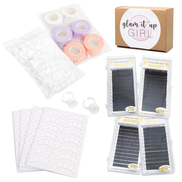 Lash Extensions -10D Lashes, Patch Stickers, Glue Rings, Eyelash Tape