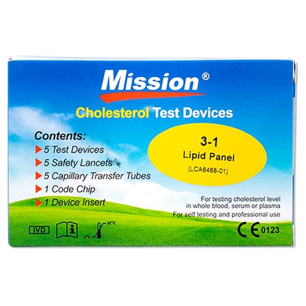 Mission - Lipid 3 In 1 Cholesterol Test Devices 5's