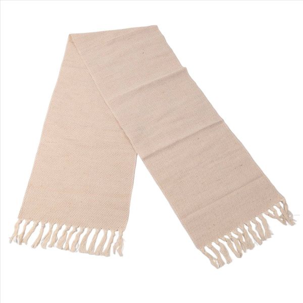 Farmhouse Braided Coffee Table Runner Beige Woven Table Runner