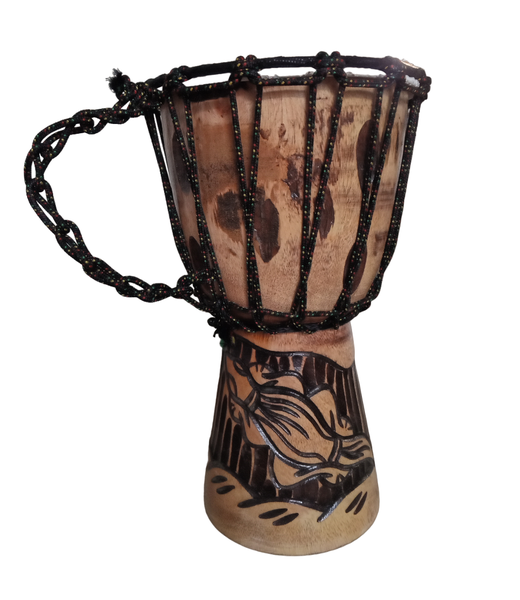 Djembe Carved Light Wood Gecko Hand Drum 30cm x 17cm